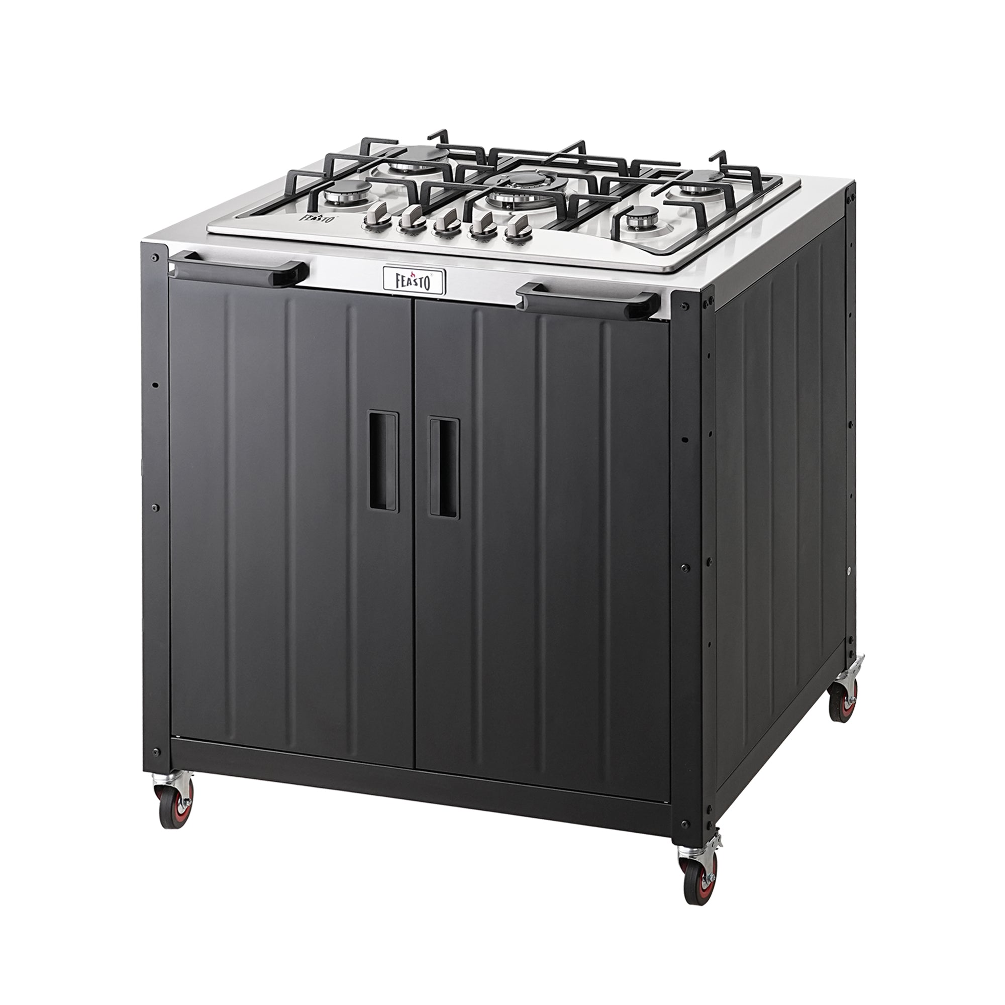 Feasto Gas Grill Movable Outdoor Gas Stove Stainless Steel Top with Cabinet 5 Burners with 36 200 BTUs Outdoor Propane Grill for Outdoor Cooking