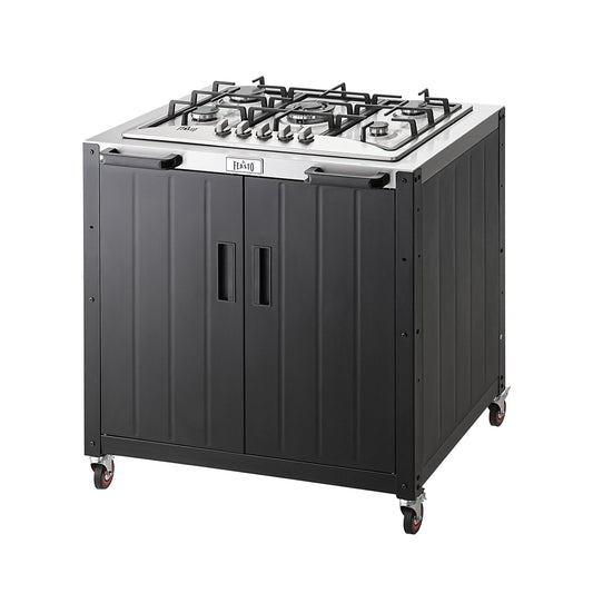 Feasto Gas Grill, Movable Outdoor Gas Stove Stainless Steel Top with Cabinet, 5 Burners with 36,200 BTUs, Outdoor Propane Grill for Outdoor Cooking