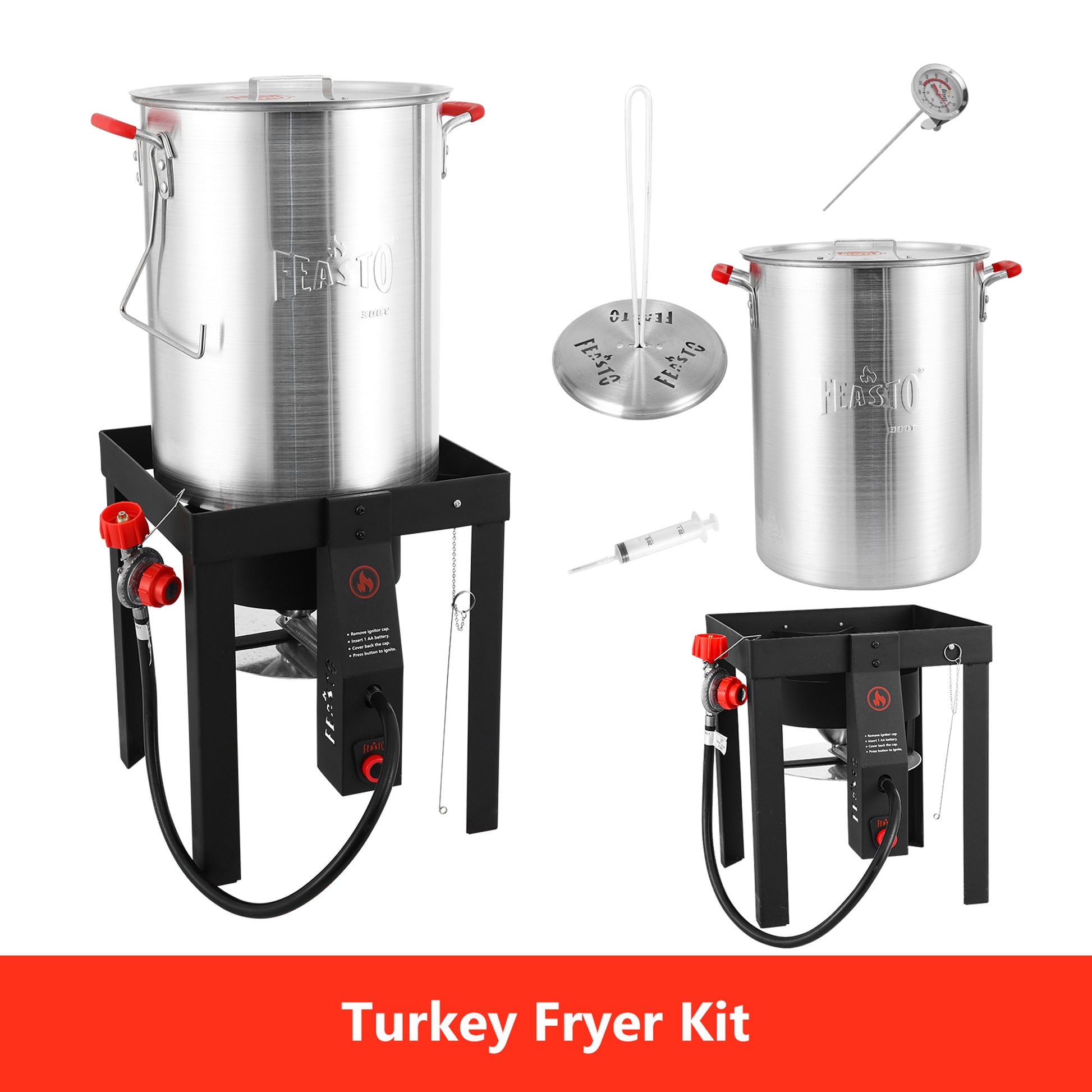FEASTO 4 in 1 Turkey and Fish Fryer Set with 30 Qt & 10 Qt Aluminum Po –  Feastooutdoors