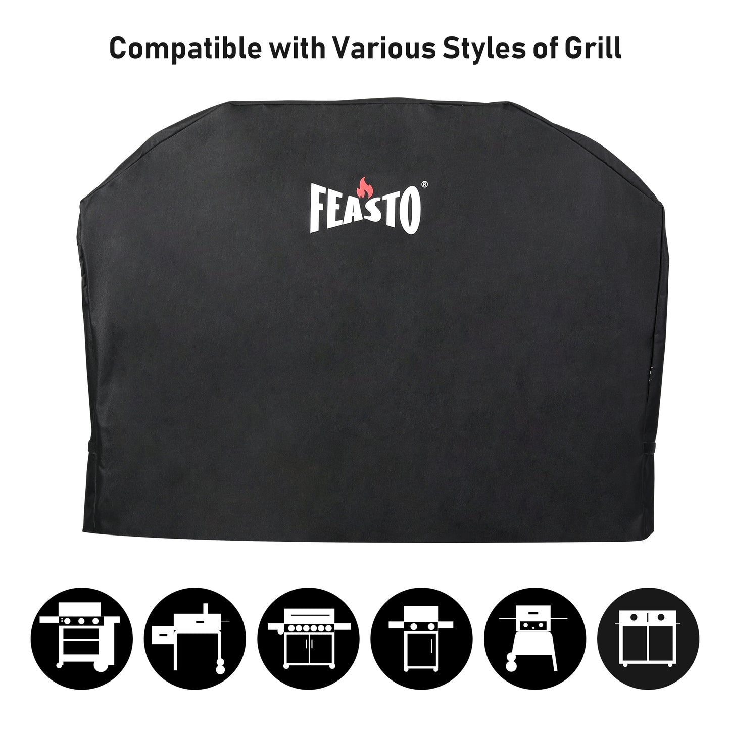 FEASTO Barbecue Grill Cover  55 inches Outdoor Waterproof Gas and Charcoal Grill Cover  Fits Weber Char-Boil Nexgrill and more(L55” x W23” x H42”)