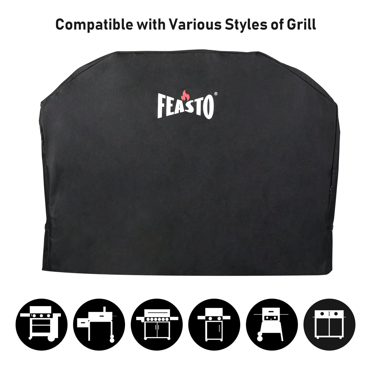 FEASTO Barbecue Grill Cover 58 inches Outdoor Waterproof Gas and Charcoal Grill Cover Fits Weber Char-Boil Nexgrill and more(L58” x W24” x H46”)