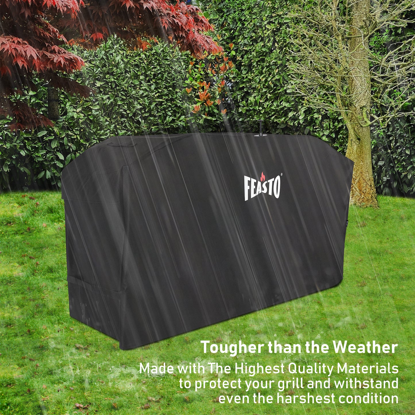 FEASTO Barbecue Grill Cover 66 inches Outdoor Waterproof Large Grill and Griddle Cover  Fits Weber Char-Boil Nexgrill and more(L66.5” x W22.5” x H35”) Includes Plastic Support Pole